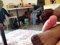 Stepsister gives me a FOOTJOB in nylon antique tights, completely fashioned