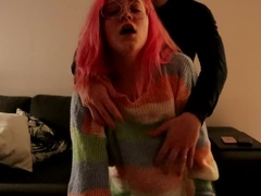 Amateur, Couple, Faciale, Femelle, Lunettes, Fait maison, Chaussettes, Suédoise