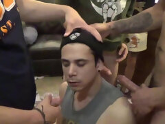 Wearing his hat and shirt while letting men bang his ass