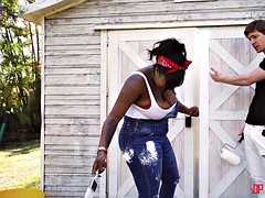 Belle grosse femme bgf, Gros seins, Rondelette, Noir ébène, Bâillonner, Chevaucher, Rasée, Nénés