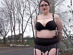 first-timer flasher Alyss outdoors and lush exhibitionist furious