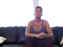 HD gaycastings - young guy explodes with cum on his audition
