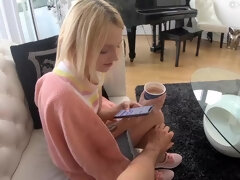 Lad treats blonde with coffee and her ass with a deep fuck