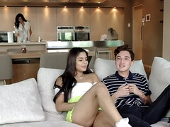 Dormitorio, Condón, Tacones, Bragas, Alto, Adolescente, Trio, Tetas