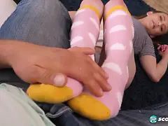 ブロンド, フェラチオ, 口内発射, 顔射, 足フェチ, Hd, ティーン