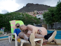 Anaal, Kont, Grote kont, Blond, Hardcore, Hd, Rijpe lesbienne, Buiten