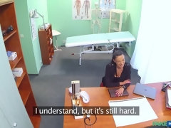 Sexy sales lady makes doctor cum twice as they strike a deal