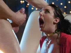 Incroyable, Anal, Brunette brune, Plantureuse, Robe, Talons, Fessée, Gicler