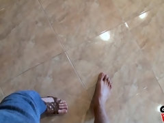 素人, お尻, 浴室, フェラチオ, バック, 現実, 剃毛, 三人