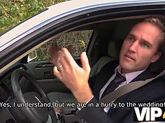 Random passerby scores luxurious bride in the wedding limo