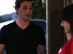 Amerikaans, Pijpbeurt, Stel, Lul, Sperma in gezicht, Italiaans, Buiten, Kort haar