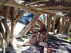 Risky Student Pussy Flash on Beach – Miss Creamy Fingering Orgasm