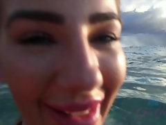 ビーチ, ビキニ, ブロンド, 露出狂, 彼女, ヌード, アウトドア, 公共