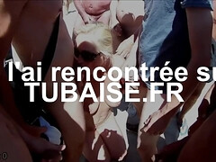 Amateur, Rubia, Francés, Grupo, Madres para coger, Al aire libre, Público, Intercambio de parejas