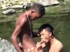 黒人, フェラチオ, ゲイ, アウトドア