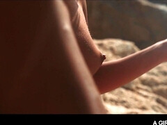 アナル, ビーチ, 黒人, ブロンド, 茶髪の, ラティーナ, なめる, アウトドア