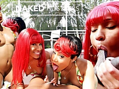 Schwarz, Blasen, Kehlenfick, Schwanz, Schwarz, Party, Pool, Ablutschen