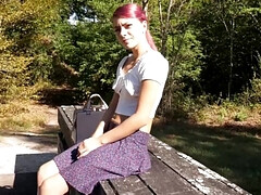 Leie, Masturbation, Im freien, Zierlich, Muschi, Rasiert, Solo, Jungendliche (18+)