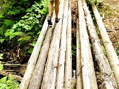 SuperwifeKat's married tourist allure ignites in a wild, cheating forest encounter.