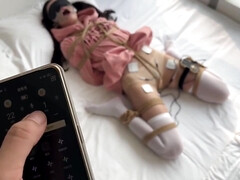 素人, ボンデージ, 茶髪の, チン, 日本人, 乳首, ストッキング, おもちゃ
