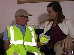 Alluring milf riding seniors cock in stockings