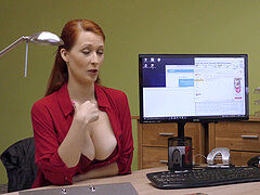 Européenne, Bureau, Rousse roux, Adolescente