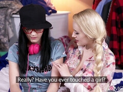 Black-haired teen pleasuring her boyfriend's mother