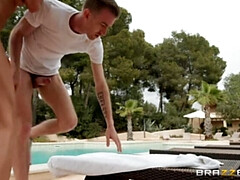 お尻, イギリス人, 茶髪の, ヒール, 自然山雀, オイル, オマンコ, オッパイの