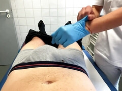 Cfnm, Examen, Fetiche, Guantes, Látex, Enfermera, Orgasmo, Pene
