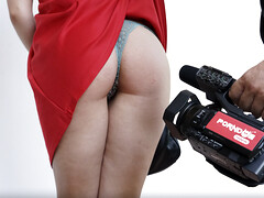 デカパイ, ブロンド, バック, ドレス, ヒール, パンティ, 馬乗り, 剃毛