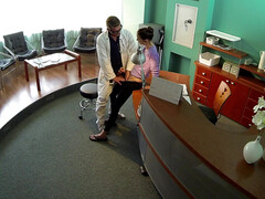 Arschlecken, Küssen, Lecken, Krankenschwester, Büro, Muschi, Uniform, Spanner