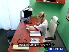 Sexy blonde nurse begs for a quickie in the fakehospital!
