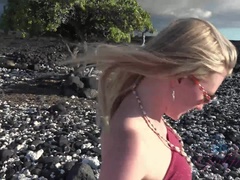 Strand, Sperma, Flashing, Vriendin, Zoenen, Olie, Openbaar, Nat