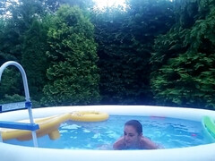 Leie, Paar, Reif, Nackt, Im freien, Pool, Öffentlich, Dusche