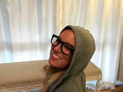 Leie, Arsch, Grosser arsch, Blasen, Spermaladung, Brille, Latina, Masturbation