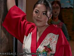 Asiatisch, Blasen, Massage, Titten