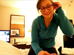 デカチン, フェラチオ, カップル, 眼鏡