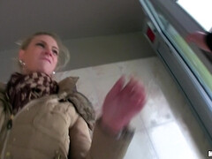 Leie, Blondine, Blasen, Bus, Tschechisch, Hardcore, Im freien, Realität