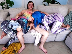 フェラチオ, 着衣女と全裸男, 女 人男 人, 三人