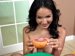 Asia Vargas has fun with grapefruit and my hard dick