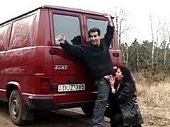 Leie, Auto, Paar, Deutsch, Hardcore, Im freien, Strumpfhose, Rau