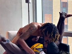 Grosser schwanz, Schwarz, Blasen, Paar, Schwarz, Schwul, Masturbation, Muskel