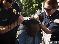 Kont, Zwart, Pijpbeurt, Dominatie, Sperma in gezicht, Politie, Roodharige vrouw, Trio