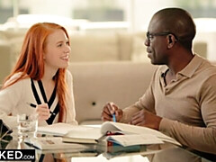 18 jaar, Grote lul, Pijpbeurt, Hondjeshouding, Roodharige vrouw, Mager, Tiener, Tieten likken