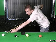 Rebecca Ryder's chubby frame takes a hardcore pounding on the pool table