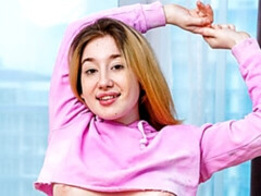 素人, デカパイ, ブロンド, 指いじり, オナニー, 一人, ストリッピング, ティーン