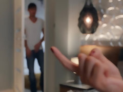 In den arsch, Schlafzimmer, Braunhaarige, Paar, Füsse, Piercing, Kurzes haar, Flotter dreier