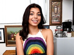 デカチン, フェラチオ, 茶髪の, バック, ラティーナ, 自然山雀, ティーン, オッパイの