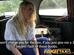 Victoria Summers' massive tits bounce as she sucks and fucks on a fake taxi bonnet