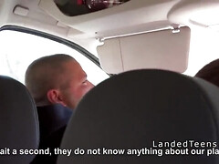 Three teen 18+ hitchhikers banging in the car